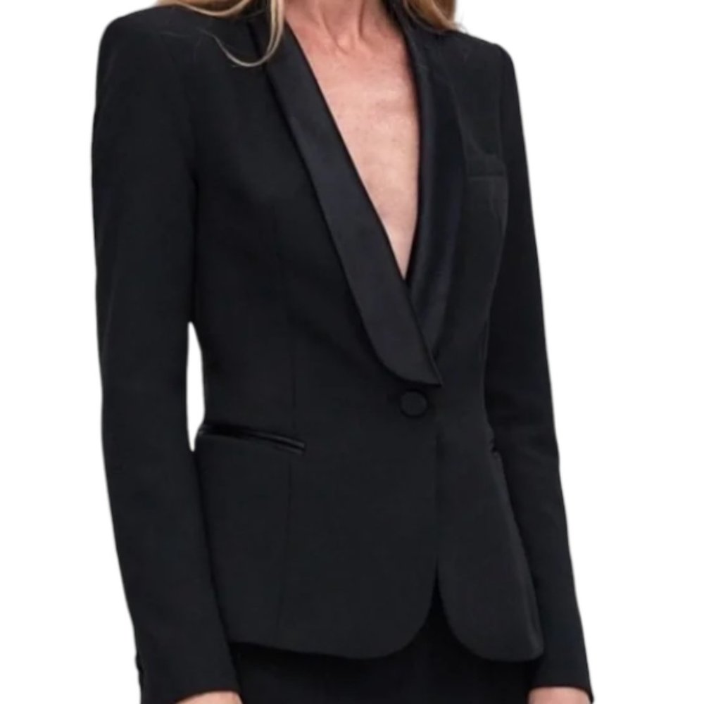 Zara Basic Tuxedo Blazer with Satin Lapels Bloggers Favorite